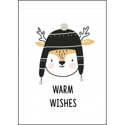 Ansichtkaart kerst hoofdje warm wishes
